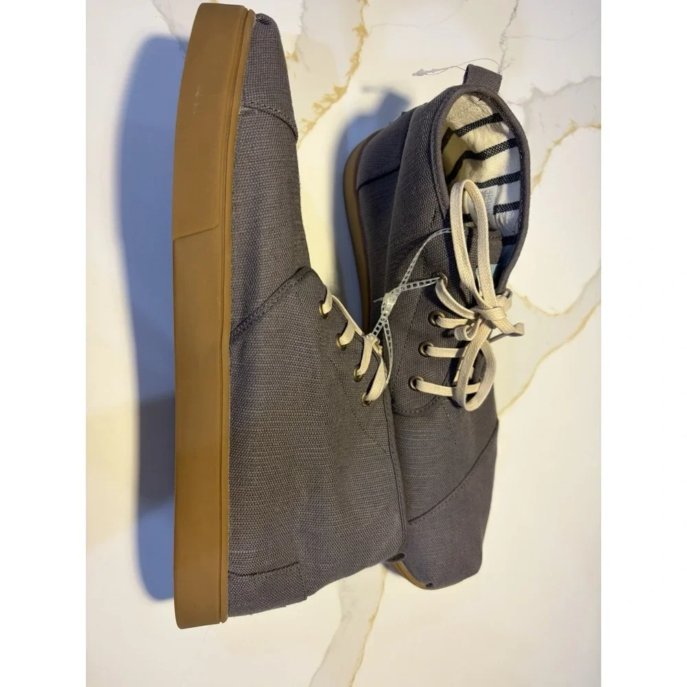 TOMS Men's Gray Canvas Chukka Sneakers Gum Sole Casual Shoes Size 14